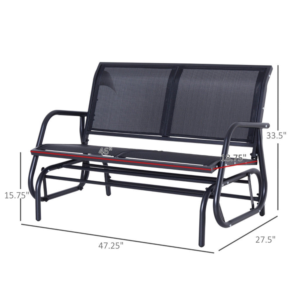 45" L x 18.5" W 2-seat garden chairs Black