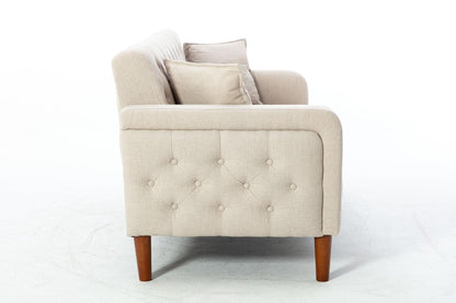77.95 "Sponge Cushioned Sofa - Beige(Solid wood legs are detachable)