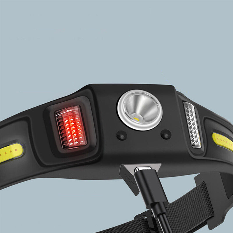 COB LED Headlamp Wave Sensor Outdoor Head Light- USB Charging