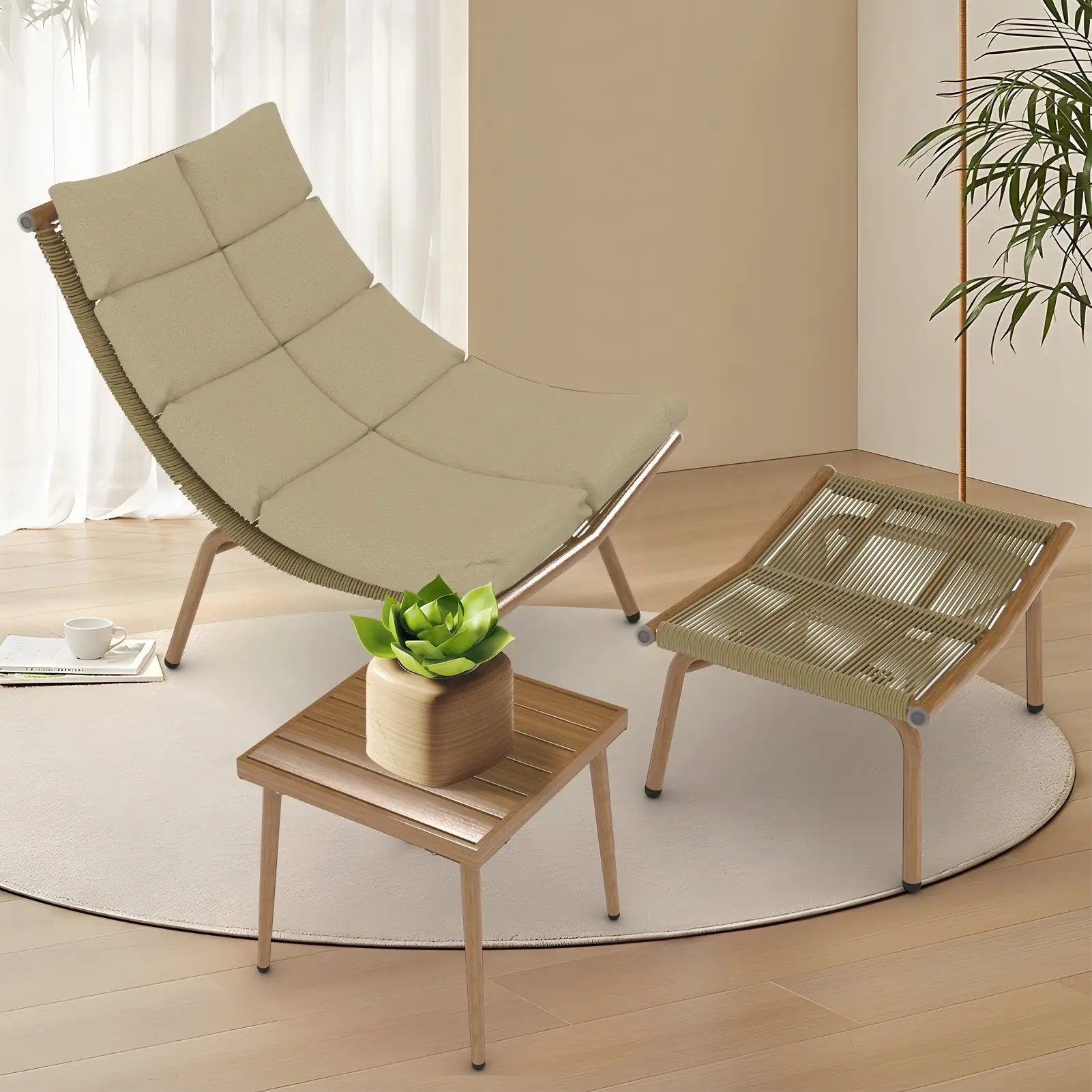 MLNshops - Chaise Lounge Chair with Table for Outdoor Indoor 