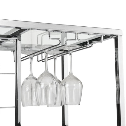 Chrome Wine Rack Silver Modern Glass Metal Frame Wine Storage