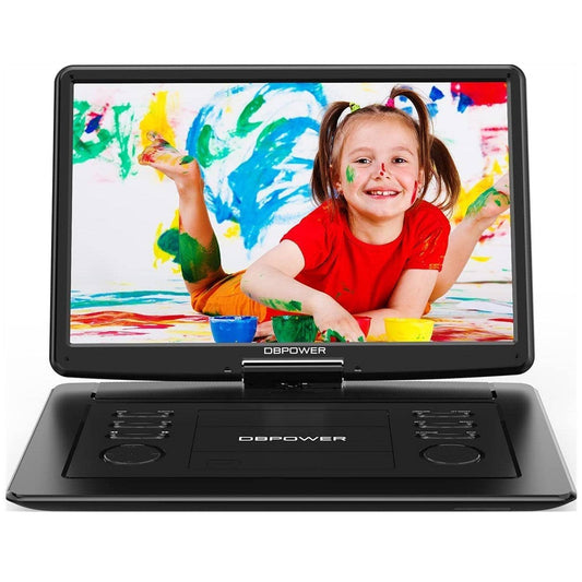 DBPOWER 17.9" Portable DVD Player with 15.6" Large HD Swivel Screen, 6 Hour Rechargeable Battery, Support USB/SD and Multiple Disc Formats.