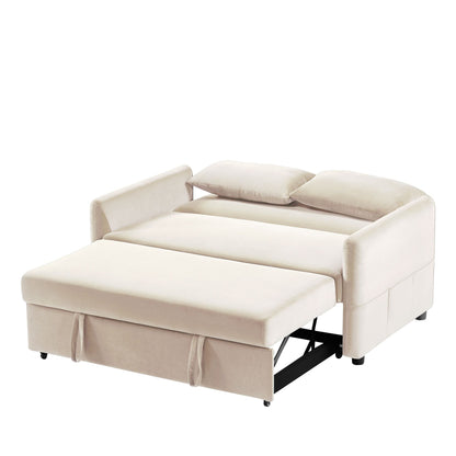 Double-seat sofa bed sofa with pull-out bed, adjustable backrest with 2 lumbar pillows for small living rooms, apartments.