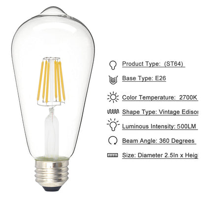 Edison Bulb LED Light Vintage Style Lighting Filament Lamp E26 Warm white 1PCS