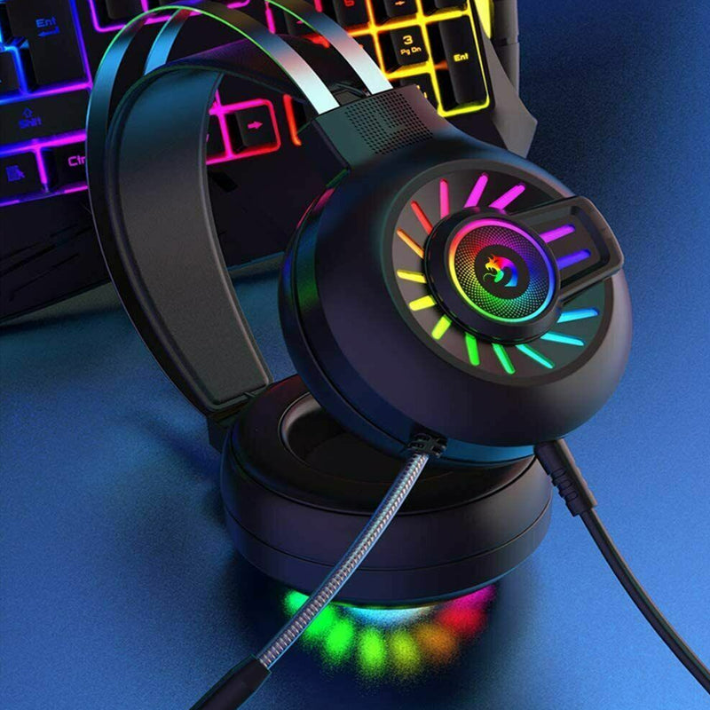 Foldable Wired Gaming Headset with RGB Backlight and Built-in Microphone