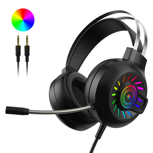 Foldable Wired Gaming Headset with RGB Backlight and Built-in Microphone