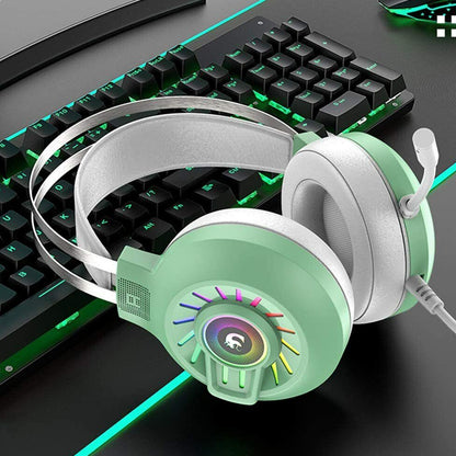 Foldable Wired Gaming Headset with RGB Backlight and Built-in Microphone