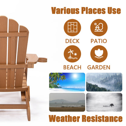 TALE Folding Adirondack Chair with Pullout Ottoman with Cup Holder, Oversized, Poly Lumber,  for Patio Deck Garden, Backyard Furniture