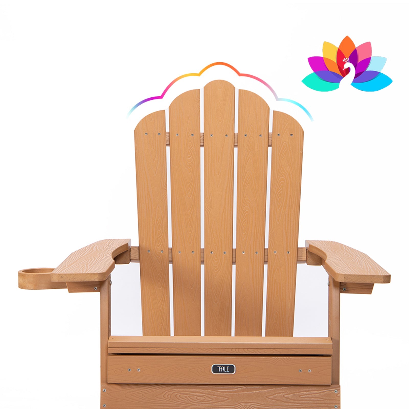 TALE Folding Adirondack Chair with Pullout Ottoman with Cup Holder, Oversized, Poly Lumber,  for Patio Deck Garden, Backyard Furniture