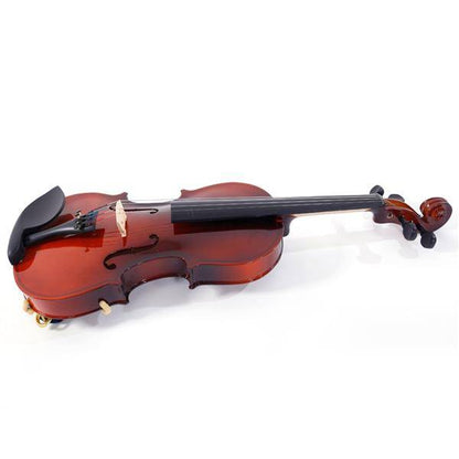 Glarry GV100 1/2 Acoustic Violin Case Bow Rosin Strings Tuner Shoulder Rest Coffee