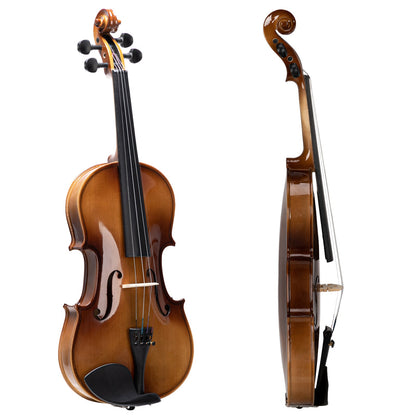 Glarry GV406 4/4 Acoustic Violin Kit Natural w/Square Case, 2 Bows, 3 In 1 Digital Metronome Tuner Tone Generator