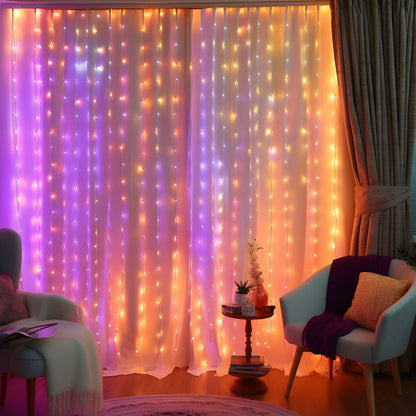 Halloween Lights,  Dynamic DIY Christmas Lights,  400 LED Curtain String Light measuring 6 5/6 ft x 6 1/2 ft.