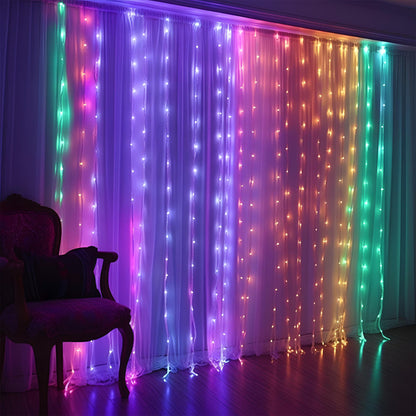 Halloween Lights,  Dynamic DIY Christmas Lights,  400 LED Curtain String Light measuring 6 5/6 ft x 6 1/2 ft.