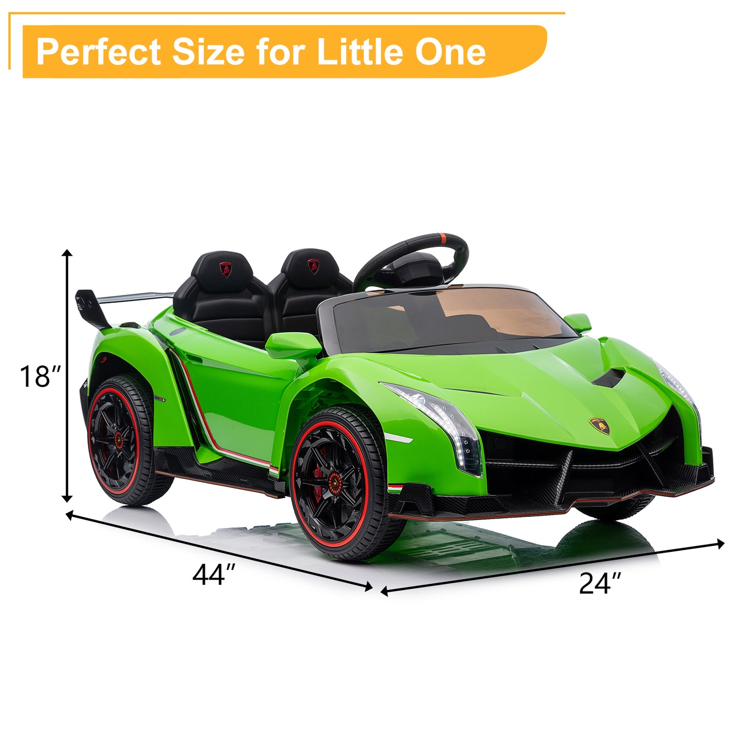 LEADZM Lamborghini Poison Small Dual Drive 12V 4.5AH with 2.4G Remote Control Sports Car Electric Car Green