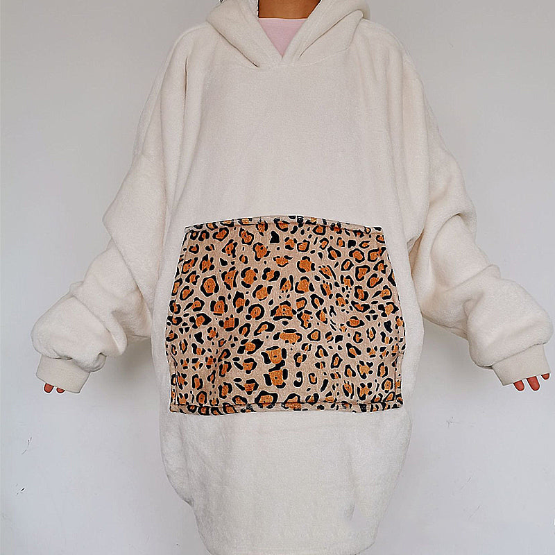 Oversized Pullover Warm Comfortable Fleece Hooded Blanket for Women- One Size