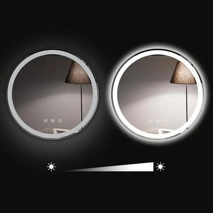 mlnshops - Round Touch LED Bathroom Mirror, Tricolor Dimming, Brightness Adjustment -20"