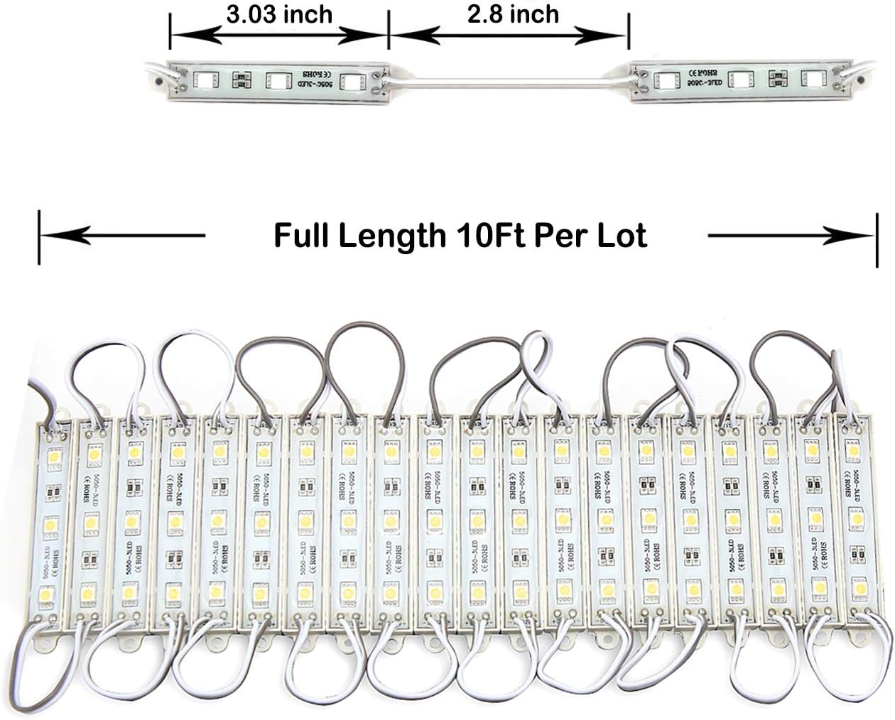 Super Bright IP65 Waterproof 5050 SMD Module Light Sign Strip Lamp DC 12V