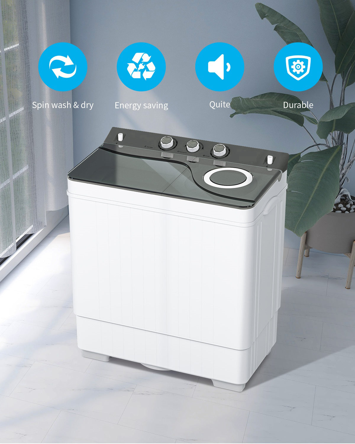 Twin Tube Washing Machine for Apartment, Dorms, RVs and Camping