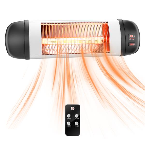 US PHW-1500CR 1500W Wall Terrace Heater with Remote Control / First Gear / Fake Firewood / Single Color / 1 Quartz Tube Black