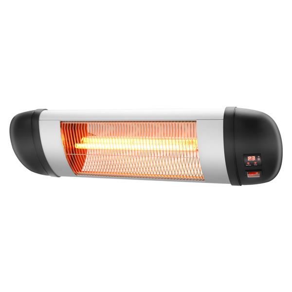 US PHW-1500CR 1500W Wall Terrace Heater with Remote Control / First Gear / Fake Firewood / Single Color / 1 Quartz Tube Black