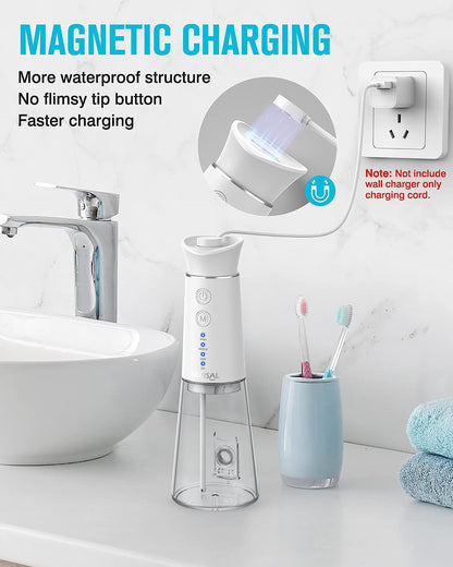Water Dental Flosser Cordless with Magnetic Charging for Teeth Cleaning.